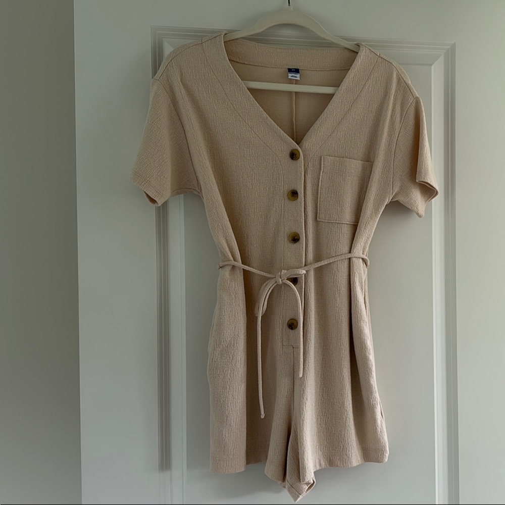 Casual Cream Button-Down Romper